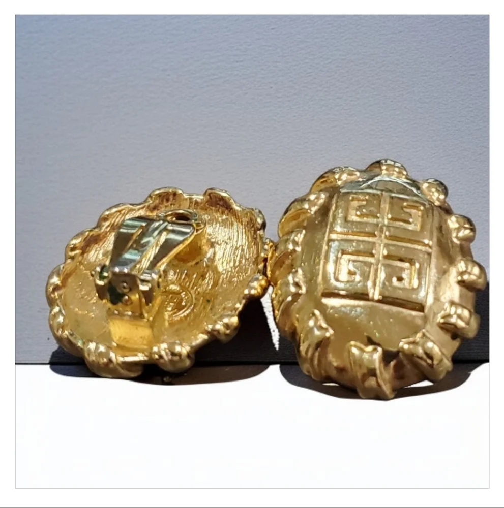 GIVENCHY Vintage 1980's Huge G Logo Clip-on Earrings New Old Stock - Picture 4 of 6